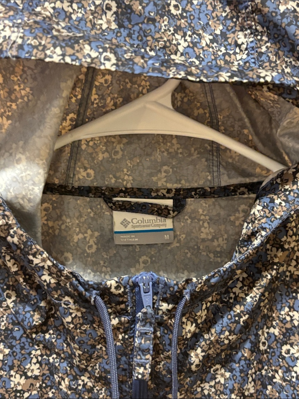 Columbia Blue Floral Hooded Windbreaker Jacket - Picture 2 of 10